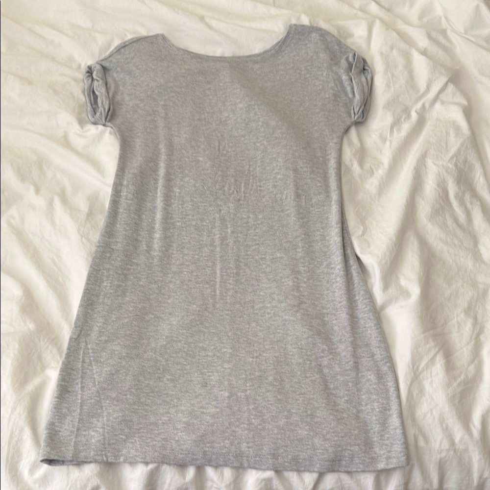Lou & Grey Gray Sheath Mini Dress with Cuffed Short Sleeves